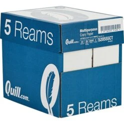 Quill Brand® 8.5" X 11" Multipurpose Copy Paper, 20 Lbs., 94 Brightness, 500 Sheets/Ream, 5 Reams/Carton (520555)