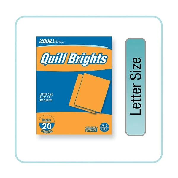Quill Brand® Brights 20-lb. Color Paper, 8-1/2x11, Letter Size, Orange, 500 Sheets 3 Quill Brand® Brights 20-lb. Color Paper, 8-1/2x11, Letter Size, Orange, 500 Sheets