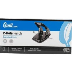 Quill Brand® 2-Hole Punch, 12 Sheet Capacity, Black (10354-QCC)