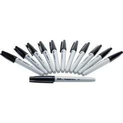 Quill Brand® Permanent Markers, Fine Tip, Black, 12/Pack (787901)
