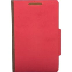 Quill Brand® 2/5-Cut Tab Pressboard Classification File Folders, 2-Partitions, 6-Fasteners, Legal, Red, 15/Box (739030) -Office Supplies Discount s1192299 s7