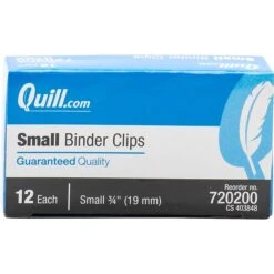 Quill Brand® Small Binder Clips, 3/8" Capacity, 12/Box (720200-QCC)