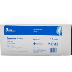 Quill Brand® Heavy-Duty Reinforced Expanding Wallets, Flap And Cord Closure, Letter Size, Brown, 10/Box (7CL1053)