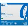 Quill Brand® Interior File Folders, 1/3-Cut, Letter Size, Bright Green, 100/Box (7391BGR) -Office Supplies Discount s1193116 s7