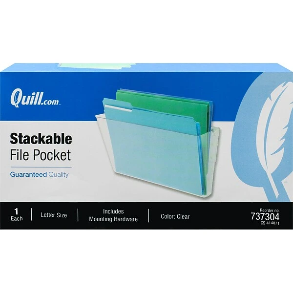 Quill Brand® Single Pocket Plastic Letter Size Wall File, Clear (737304) 3 Quill Brand® Single Pocket Plastic Letter Size Wall File, Clear (737304)