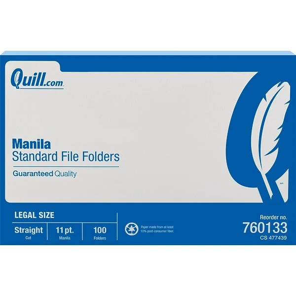 Quill Brand® File Folders, Straight Cut, Legal Size, Manila, 100/Box (760133) 4 Quill Brand® File Folders, Straight Cut, Legal Size, Manila, 100/Box (760133) - Image 2
