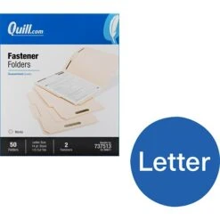 Quill Brand® Heavy-Duty Reinforced Assorted Tabs 2-Fastener Folders, Letter, Manila, 50/Box (737513)