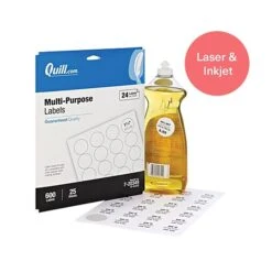 Quill Brand® Laser/Inkjet Labels, 1-2/3" Round, White, 600 Labels (Compare To Avery 5293)