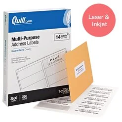 Quill Brand® Laser/Inkjet Address Labels, 1-1/3" X 4", White, 3,500 Labels (Compare To Avery 5162, 5262, 5962, 8162 & 8462)
