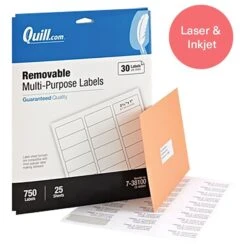 Quill Brand® Removable Laser/Inkjet Labels, 1" X 2-5/8", White, 750 Labels (Compare To Avery 6460)
