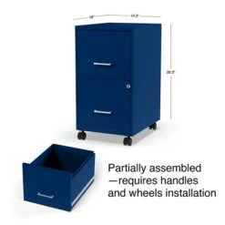 Quill Brand® 2-Drawer Light Duty Vertical File Cabinet, Locking, Letter, Blue, 18" (24362) -Office Supplies Discount s1212850 s7