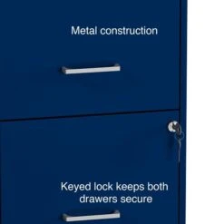 Quill Brand® 2-Drawer Light Duty Vertical File Cabinet, Locking, Letter, Blue, 18" (24362) -Office Supplies Discount s1212869 s7