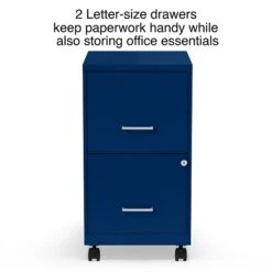 Quill Brand® 2-Drawer Light Duty Vertical File Cabinet, Locking, Letter, Blue, 18" (24362)