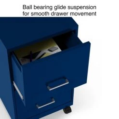 Quill Brand® 2-Drawer Light Duty Vertical File Cabinet, Locking, Letter, Blue, 18" (24362) -Office Supplies Discount s1212910 s7