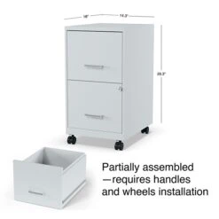 Quill Brand® 2-Drawer Light Duty Vertical File Cabinet, Locking, Letter, Gray, 18" (24363) -Office Supplies Discount s1212911 s7