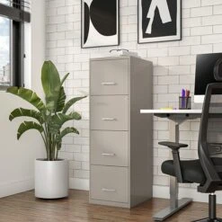 Quill Brand® 4-Drawer Vertical File Cabinet, Locking, Letter, Putty/Beige, 18"D (52147) -Office Supplies Discount s1212918 s7