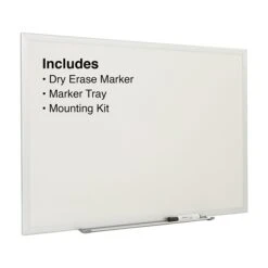 Quill Brand® Standard Durable Melamine Dry-Erase Whiteboard, Aluminum Frame, 3' X 2' (28339-CC)