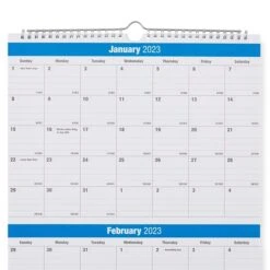 2023 Quill Brand® 27" X 12" Vertical Wall Calendar, Blue (5216623QCC)