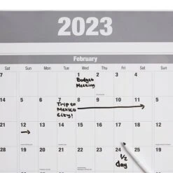 2023 Quill Brand® 32" X 48" Monthly Dry Erase Wall Calendar W/Marker, Reversible, Gray (5216723QCC)