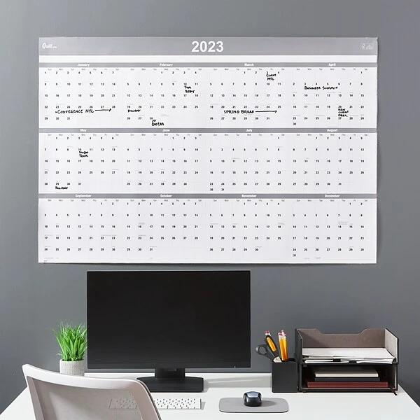 2023 Quill Brand® 32" X 48" Monthly Dry Erase Wall Calendar W/Marker, Reversible, Gray (5216723QCC) 6 2023 Quill Brand® 32" X 48" Monthly Dry Erase Wall Calendar W/Marker, Reversible, Gray (5216723QCC) - Image 4
