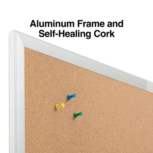 Quill Brand® Standard Durable Cork Bulletin Board, Aluminum Frame, 5'W X 3'H (28316-CC) -Office Supplies Discount s1226076 s7