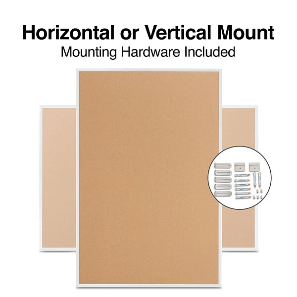 Quill Brand® Standard Durable Cork Bulletin Board, Aluminum Frame, 6'W X 4'H (28317-CC) 4 Quill Brand® Standard Durable Cork Bulletin Board, Aluminum Frame, 6'W X 4'H (28317-CC) - Image 2