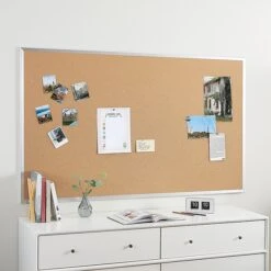 Quill Brand® Standard Durable Cork Bulletin Board, Aluminum Frame, 5'W X 3'H (28316-CC) -Office Supplies Discount s1226078 s7