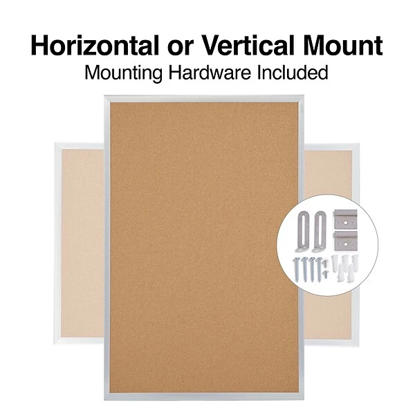 Quill Brand® Standard Durable Cork Bulletin Board, Aluminum Frame, 3'W X 2'H (28335-CC) 4 Quill Brand® Standard Durable Cork Bulletin Board, Aluminum Frame, 3'W X 2'H (28335-CC) - Image 2