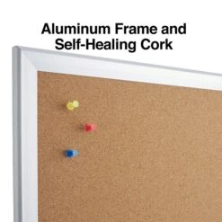 Quill Brand® Standard Durable Cork Bulletin Board, Aluminum Frame, 3'W X 2'H (28335-CC)