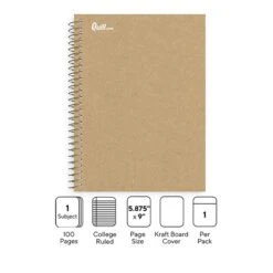 Quill Brand® Premium 1-Subject Notebook, 5.875" X 9", College Ruled, 100 Sheets, Brown (TR52120) -Office Supplies Discount s1227024 s7