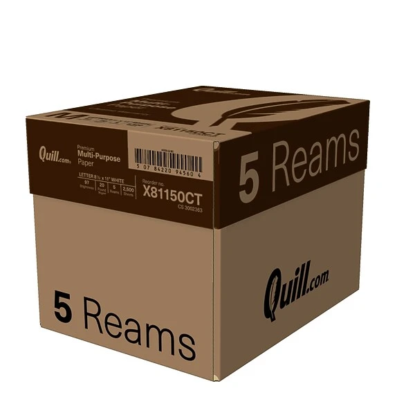 Quill Brand® 8.5" X 11" Premium Multipurpose Paper, 20 Lbs., 97 Brightness, 5 Reams/CT (X81150CT) 3 Quill Brand® 8.5" X 11" Premium Multipurpose Paper, 20 Lbs., 97 Brightness, 5 Reams/CT (X81150CT)