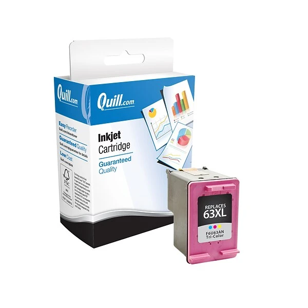 Quill Brand® Remanufactured Tri-Color High Yield Ink Cartridge Replacement For HP 63XL (F6U63AN) (Lifetime Warranty) 3 Quill Brand® Remanufactured Tri-Color High Yield Ink Cartridge Replacement For HP 63XL (F6U63AN) (Lifetime Warranty)