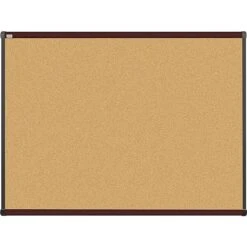 Quill Brand® Durable Cork Bulletin Board, Mahogany Frame, 4'W X 3'H (23690-CC)