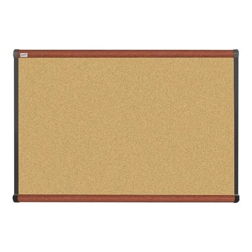 Quill Brand® Durable Cork Bulletin Board, Cherry Frame, 3'W X 2'H (23684-CC) -Office Supplies Discount sp38165042 s7
